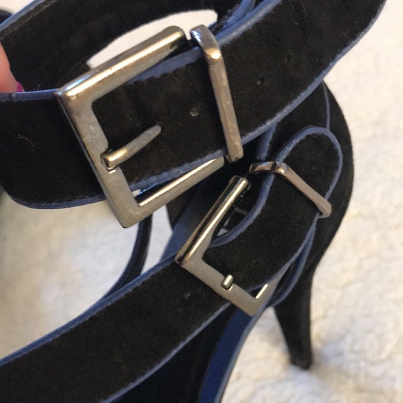 Aldo | Blue And Black Leather and Suede Like Strappy Open Toe Heels Size 38 - Picture 8 of 11